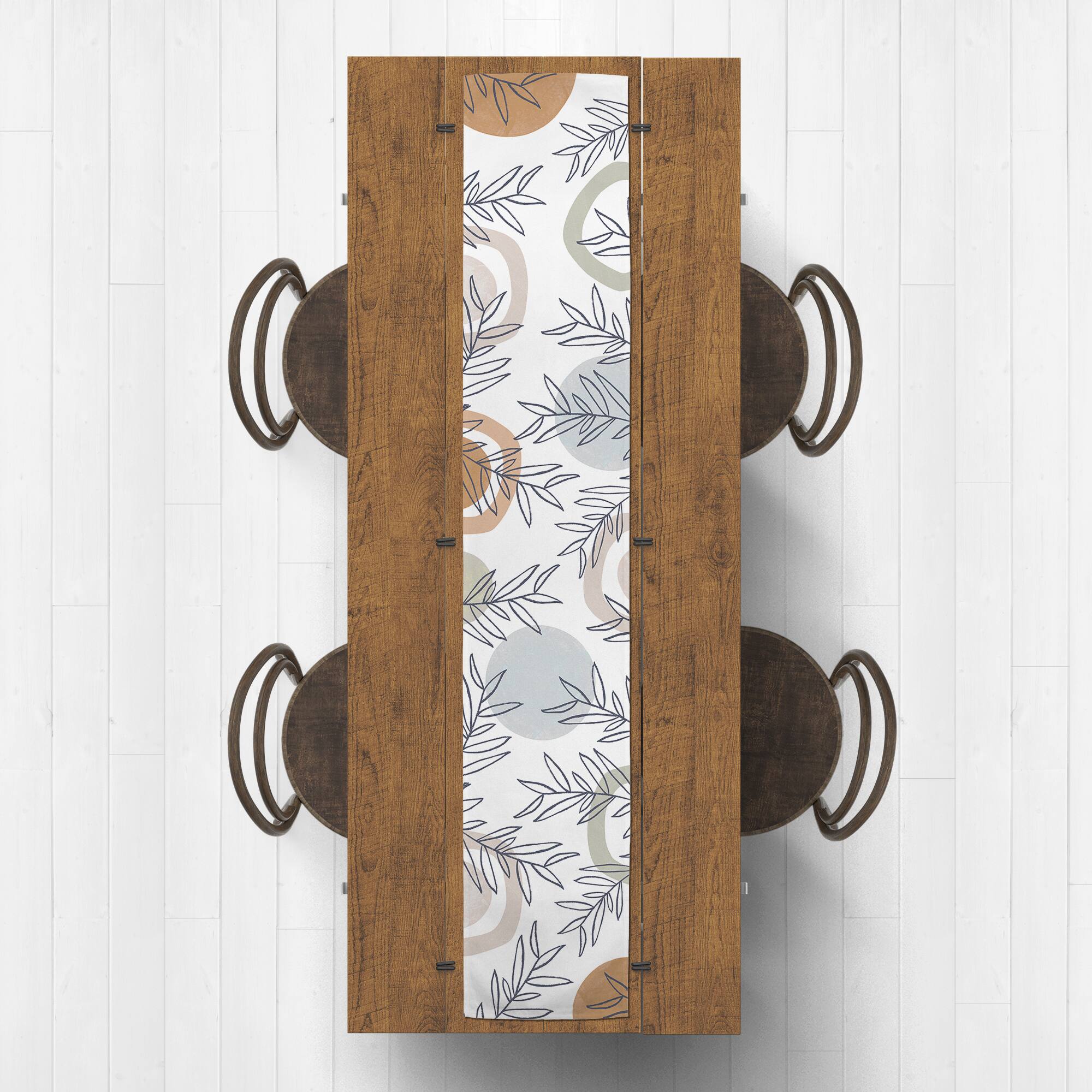 72" Mid Mod Arch Leaves Cotton Twill Runner